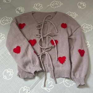 Heart tie front cardigan